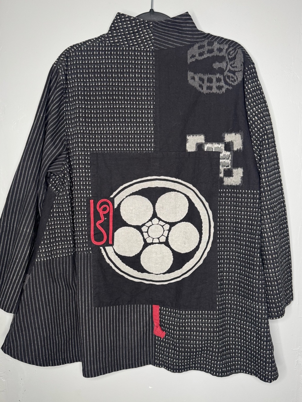 Mao mam geometric kasuri patch oversized indigo jacket grunge y2k asian inspired - Picture 4 of 7